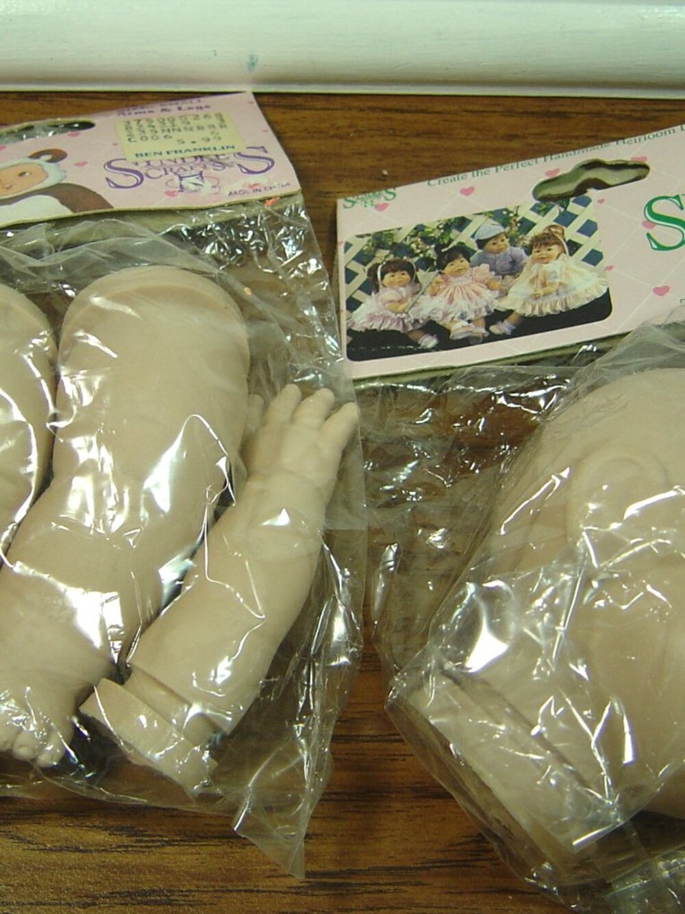 1990 Syndee's Crafts doll parts-head, hands, legs for small 10" doll